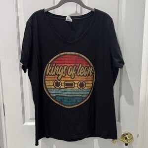 Kings of Leon Graphic Tee - Black with Retro Stripes